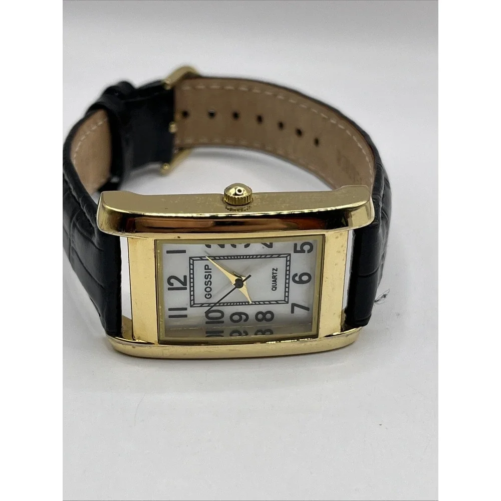 Gossip Women's‎ Watch MOP Dial Black Leather Band GSP173A- New Battery
